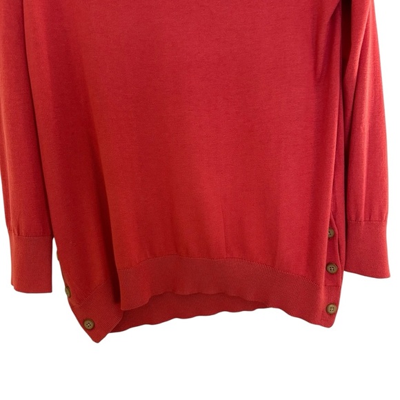 J. Jill silk blend coral pullover sweater Size S Button accents at hips - Picture 5 of 10